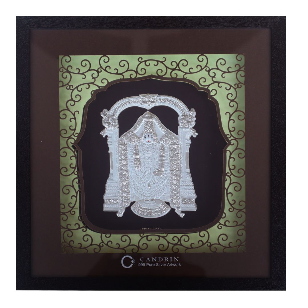 CANDRIN 999 SILVER FRAME TIRUPATI BALA JI LED FRAME / SILVER FOIL FRAME / SILVER GOD FRAME / HANUMAN JI SILVER FRAME / SILVER LED FRAME / Venkateshwara Swami JI FRAME / SILVER FOIL FRAME