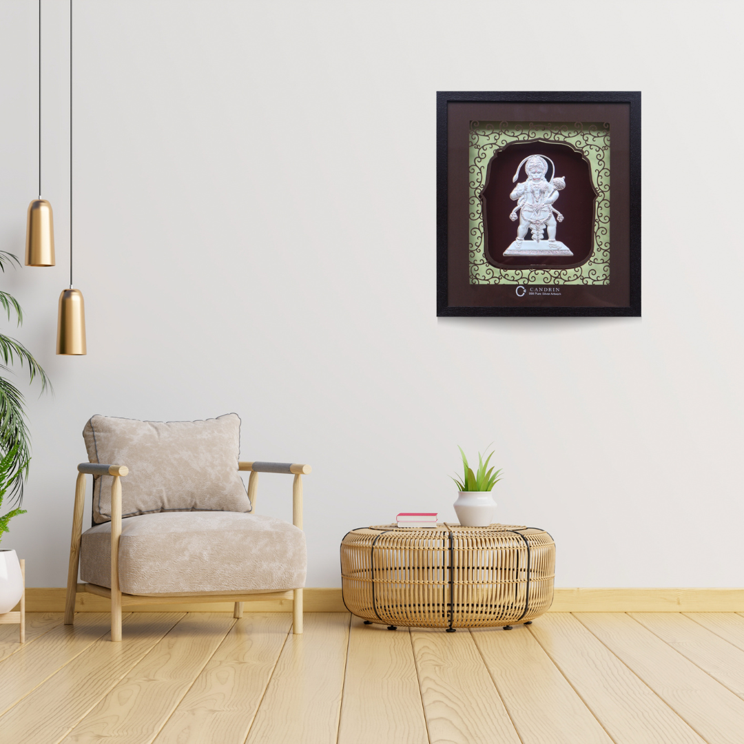 CANDRIN 999 SILVER FRAME HANUMAN JI LED FRAME / SILVER FOIL FRAME / SILVER GOD FRAME / BALA JI SILVER FRAME / SILVER LED FRAME / BALA JI FRAME / SILVER FOIL FRAME