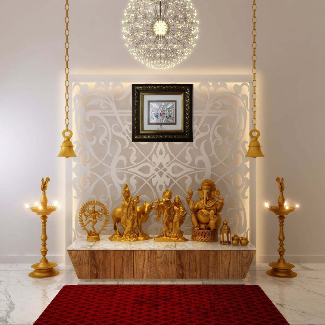 CANDRIN SILVER FRAME/ LAXMI GANESH SARASWATI SILVER FRAME / LAXMI GANESH SARASWATI SILVER FRAME / CANDRIN LAXMI GANESH SARASWATI / SILVER FOIL FRAME/ LAXMI GANESH SARASWATI / CANDRIN /SILVER FRAME / LAXMI GANESH SARASWATI SILVER FRAME