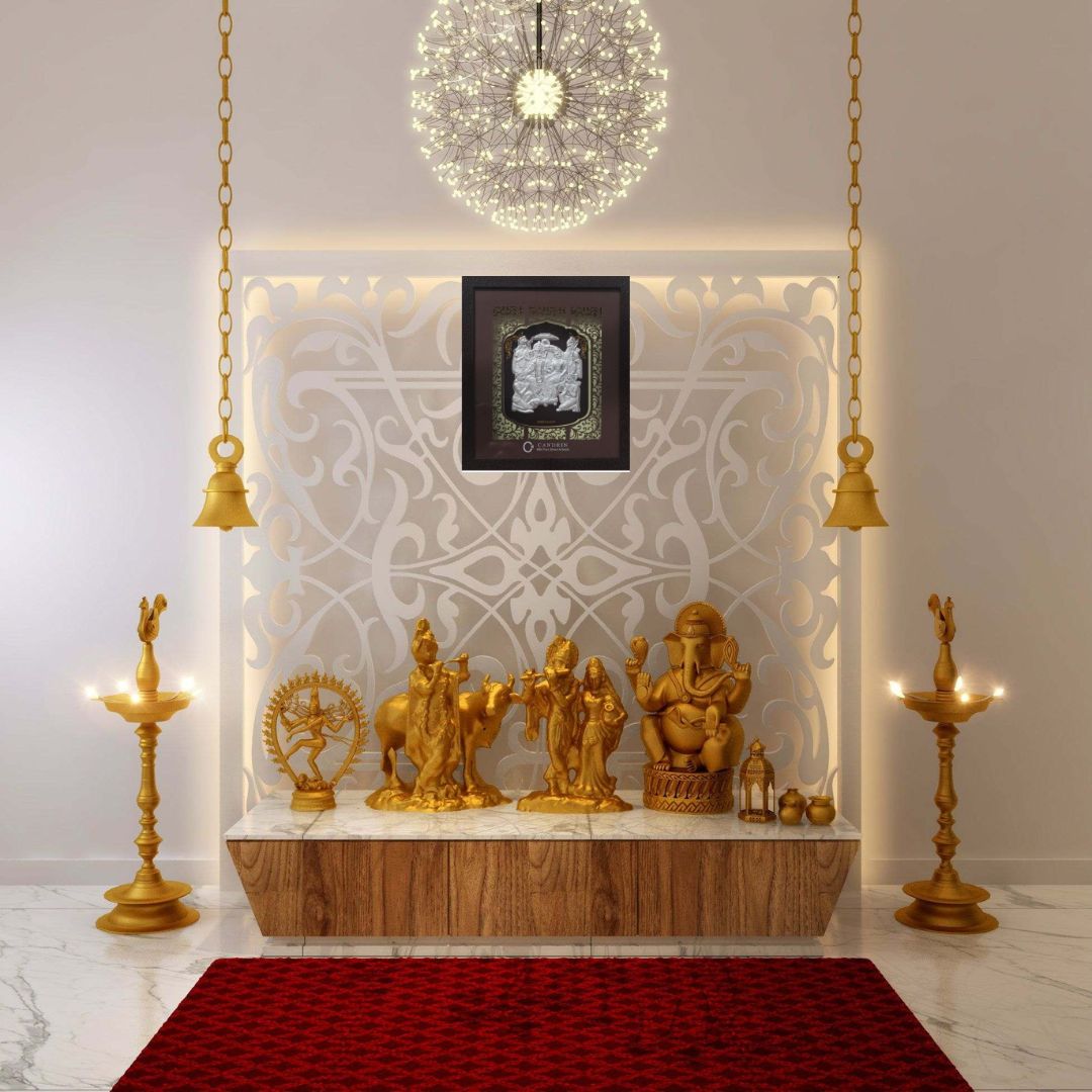 CANDRIN 999 RAMDARBAR SILVER FOIL FRAME / SIYA RAM JI SILVER FRAME / SITA RAM JI SILVER FRAME / GOD SILVER FRAME