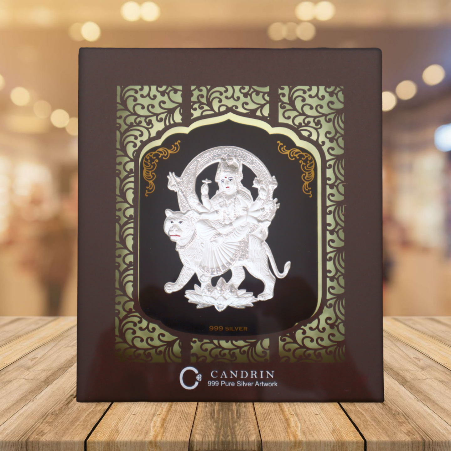 CANDRIN 999 DURGA JI SILVER FRAME / SILVER FOIL FRAME / MATA RANI SILVER FRAME / MAA SILVER FRAME /DEVI SILVER FRAME