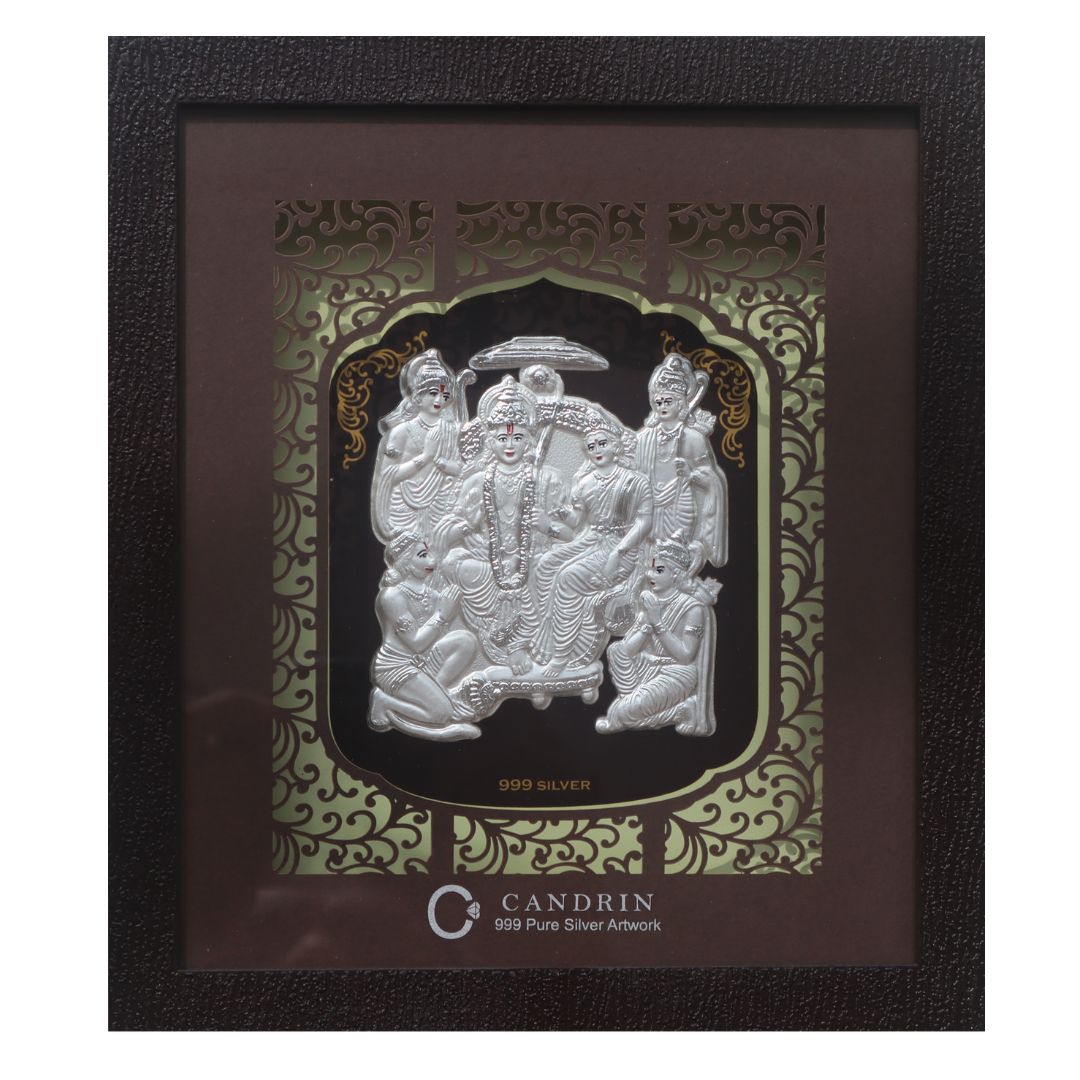 CANDRIN 999 RAMDARBAR SILVER FOIL FRAME / SIYA RAM JI SILVER FRAME / SITA RAM JI SILVER FRAME / GOD SILVER FRAME