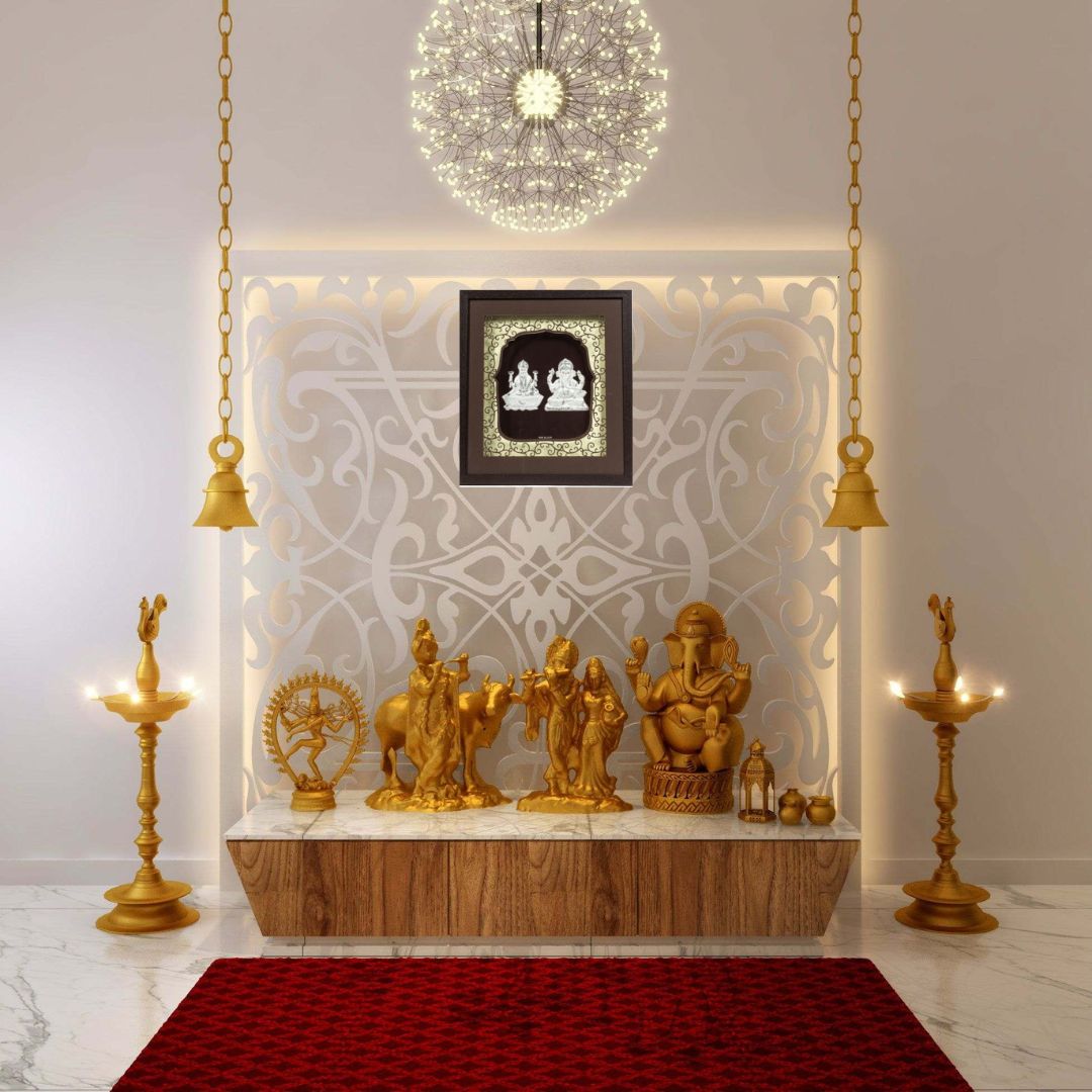 CANDRIN SILVER LED GOD FRAME / CANDRIN SILVER FRAME/ SILVER FRAME / LAXMI GANESH JI SILVER FRAME / CANDRIN LAXMI GANESH JI LED FRAME / SILVER FOIL LAXMI GANESH / CANDRIN /SILVER GOD FRAME / LAXMI GANESH JI SILVER FRAME WITH LED