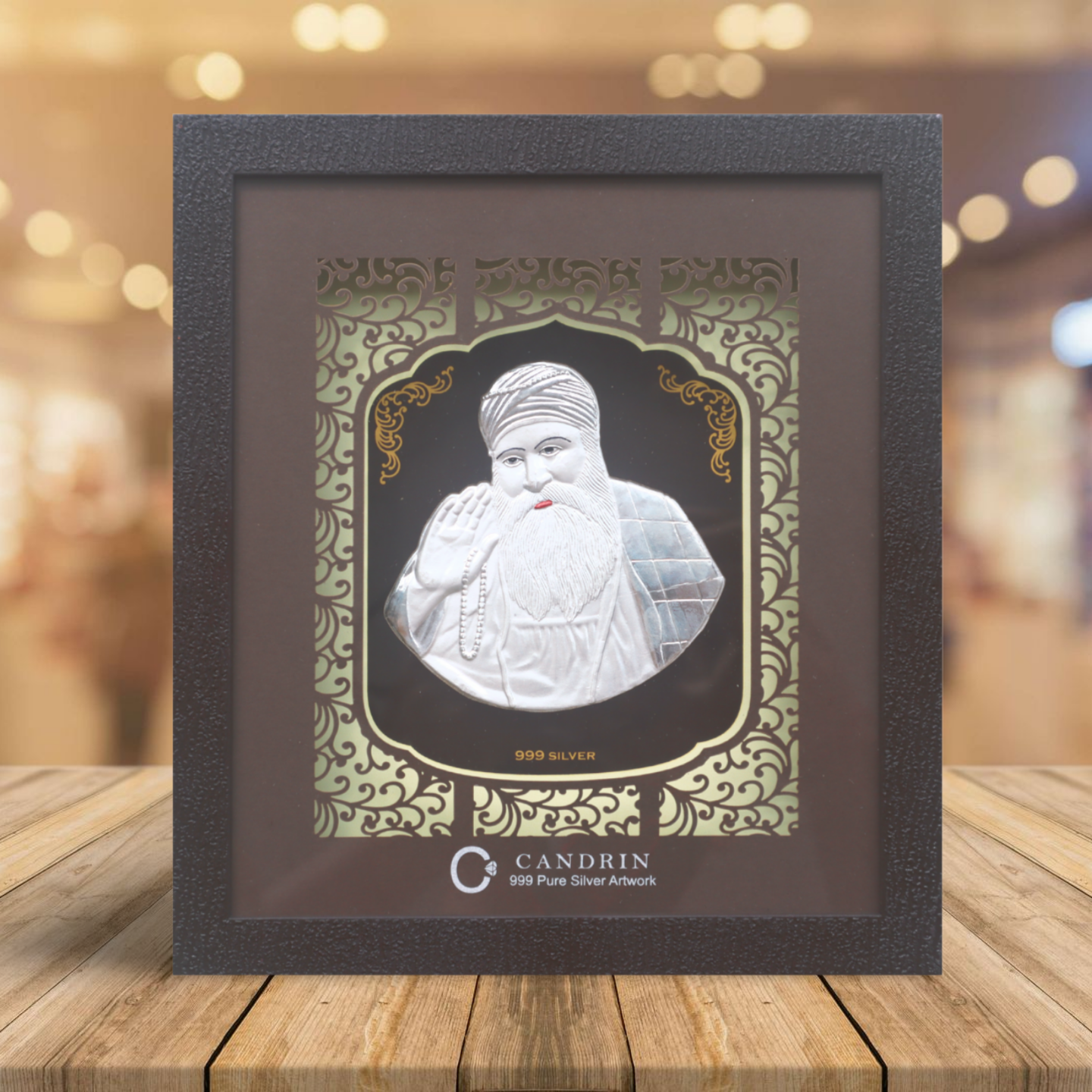 CANDRIN 999 SILVER FRAME GURU NANAK DEV LED FRAME / SILVER FOIL FRAME / SILVER GOD FRAME / SAHEB JI SILVER FRAME / SILVER LED FRAME / SILVER FOIL FRAME / GURU NANAK DEV JI SILVER FRAME