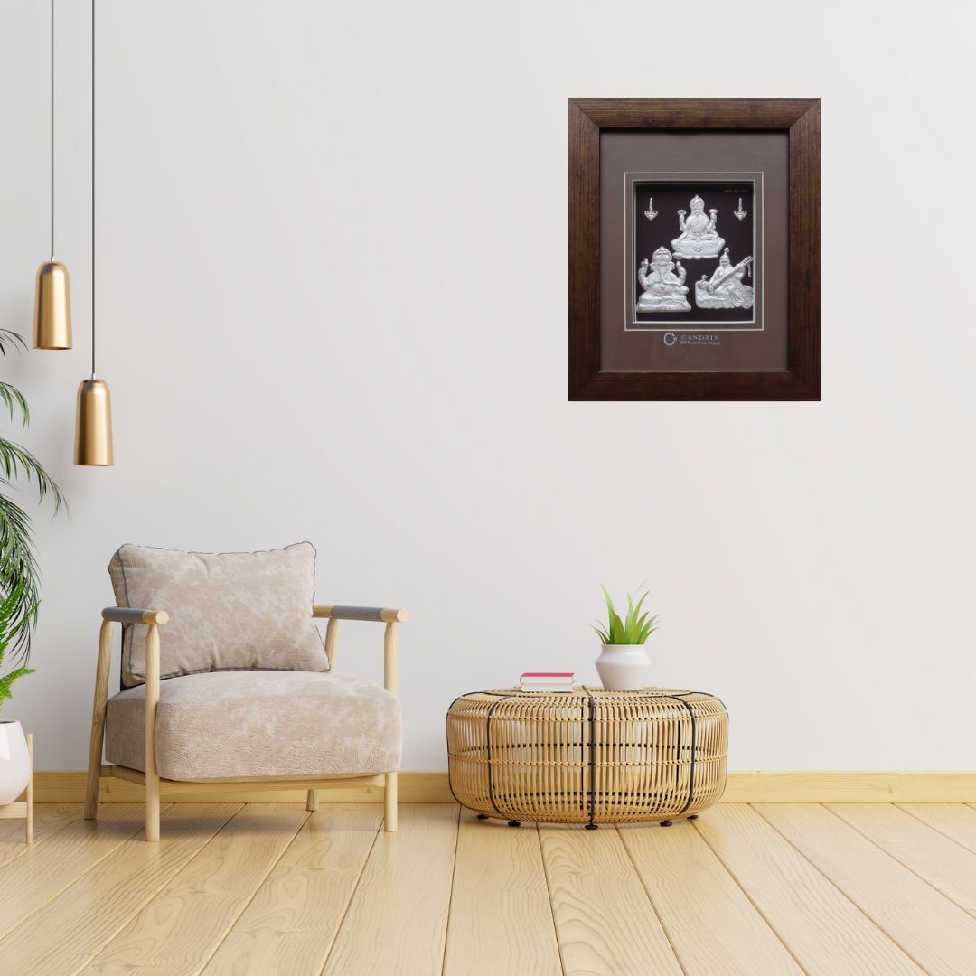 CANDRIN SILVER FRAME/ Laxmi Ganesh Saraswati Ji SILVER FRAME / Laxmi Ganesh Saraswati Ji SILVER FRAME / CANDRIN Laxmi Ganesh Saraswati Ji / SILVER FOIL FRAME/ Laxmi Ganesh Saraswati Ji / CANDRIN /SILVER FRAME / Laxmi Ganesh Saraswati Ji SILVER FRAME