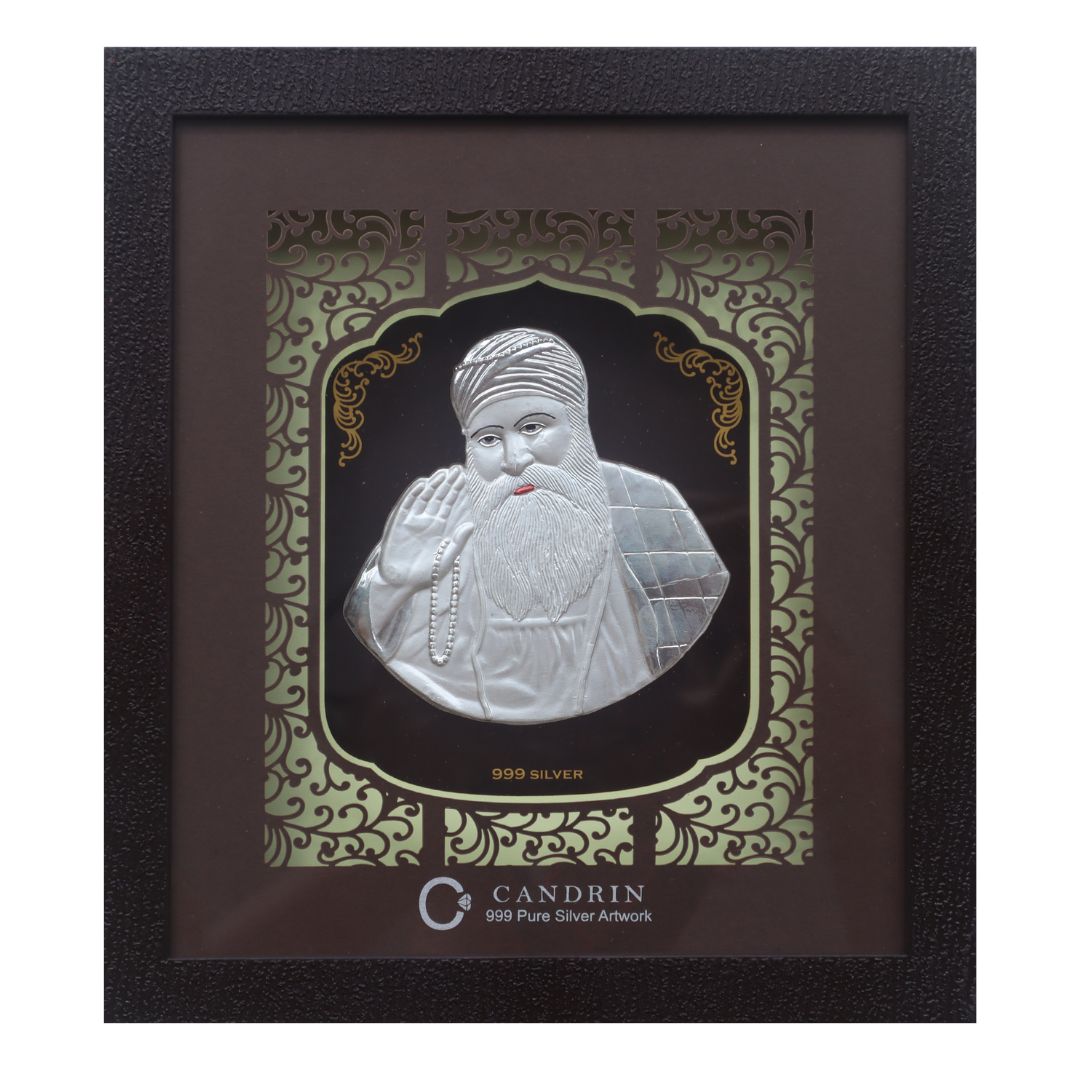 CANDRIN 999 SILVER FRAME GURU NANAK DEV LED FRAME / SILVER FOIL FRAME / SILVER GOD FRAME / SAHEB JI SILVER FRAME / SILVER LED FRAME / SILVER FOIL FRAME / GURU NANAK DEV JI SILVER FRAME
