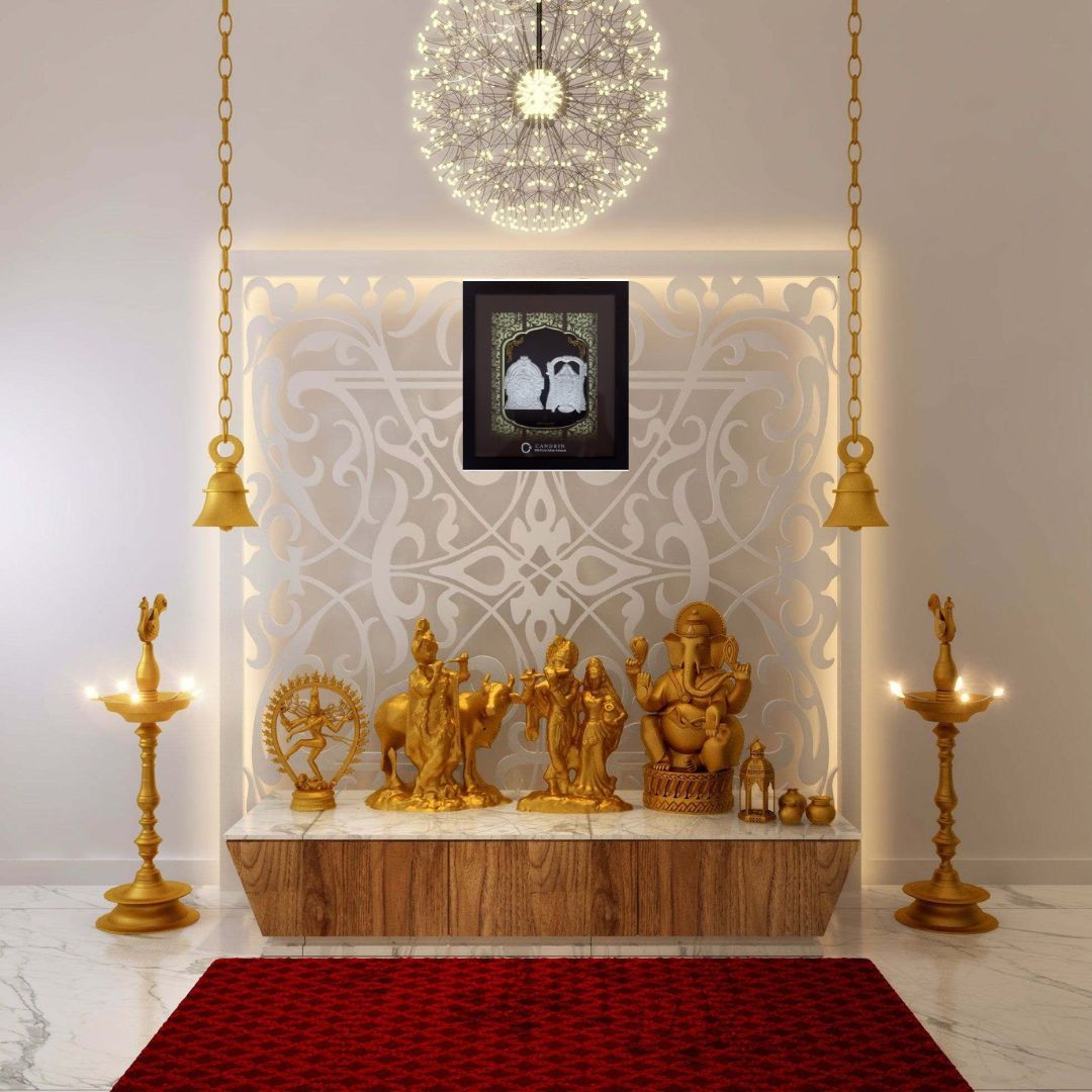 CANDRIN 999 SILVER FRAME LAXMI BALA JI LED FRAME / SILVER FOIL FRAME / SILVER GOD FRAME / LAXMI JI SILVER FRAME / SILVER LED FRAME / BALA JI FRAME / SILVER FOIL FRAME