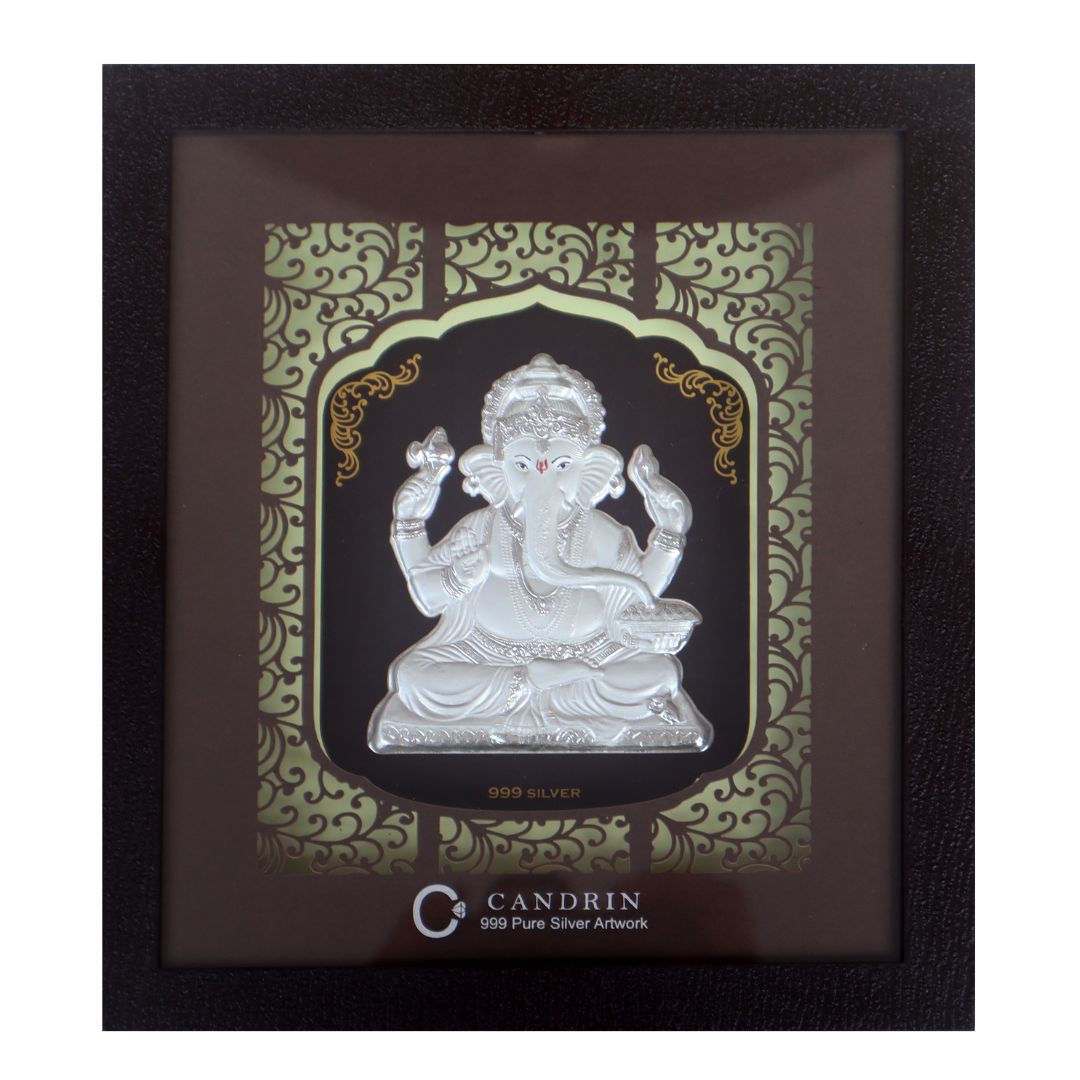 CANDRIN SILVER FOIL GANESH JI /GANESH JI SILVER FRAME / GANESH JI SILVER FRAME / CANDRIN GANESH JI / SILVER FOIL FRAME/ GANESH JI / CANDRIN /SILVER FRAME / GANESH JI SILVER FRAME