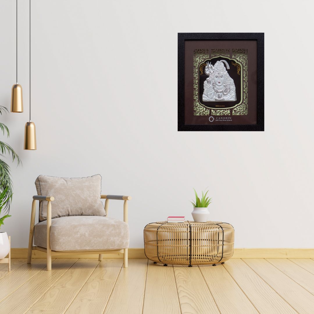 CANDRIN 999 SILVER FRAME SHIV JI LED FRAME / SILVER FOIL FRAME / SILVER GOD FRAME / NAMO SILVER FRAME