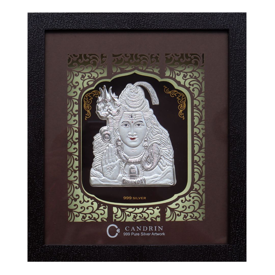 CANDRIN 999 SILVER FRAME SHIV JI LED FRAME / SILVER FOIL FRAME / SILVER GOD FRAME / NAMO SILVER FRAME