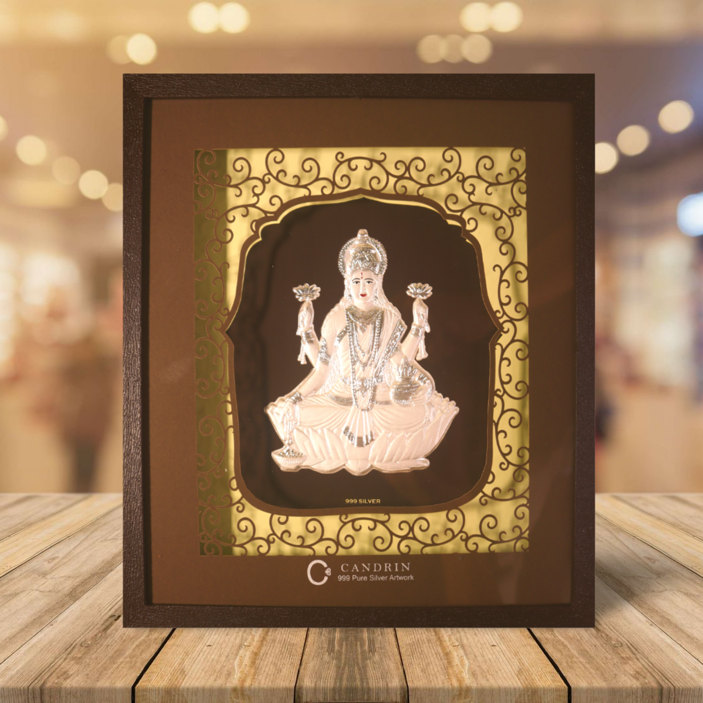 CANDRIN 999 SILVER FRAME LAXMI JI LED FRAME / SILVER FOIL FRAME / SILVER GOD FRAME / LAXMI JI SILVER FRAME / SILVER LED FRAME / LAXMI JI FRAME / SILVER FOIL FRAME