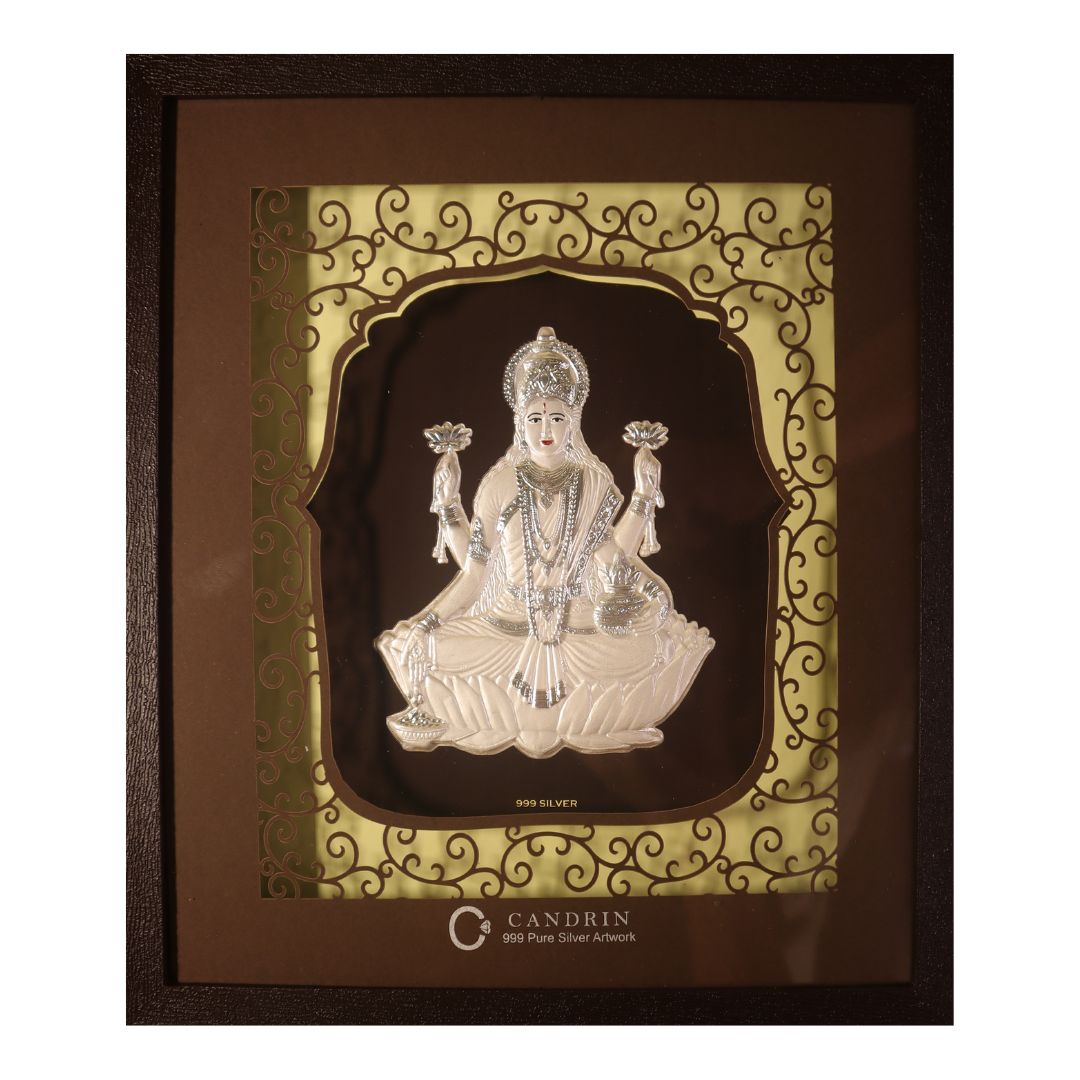 CANDRIN 999 SILVER FRAME LAXMI JI LED FRAME / SILVER FOIL FRAME / SILVER GOD FRAME / LAXMI JI SILVER FRAME / SILVER LED FRAME / LAXMI JI FRAME / SILVER FOIL FRAME