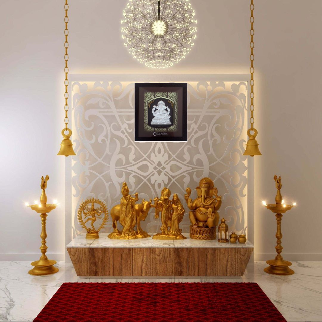 CANDRIN SILVER FOIL GANESH JI /GANESH JI SILVER FRAME / GANESH JI SILVER FRAME / CANDRIN GANESH JI / SILVER FOIL FRAME/ GANESH JI / CANDRIN /SILVER FRAME / GANESH JI SILVER FRAME