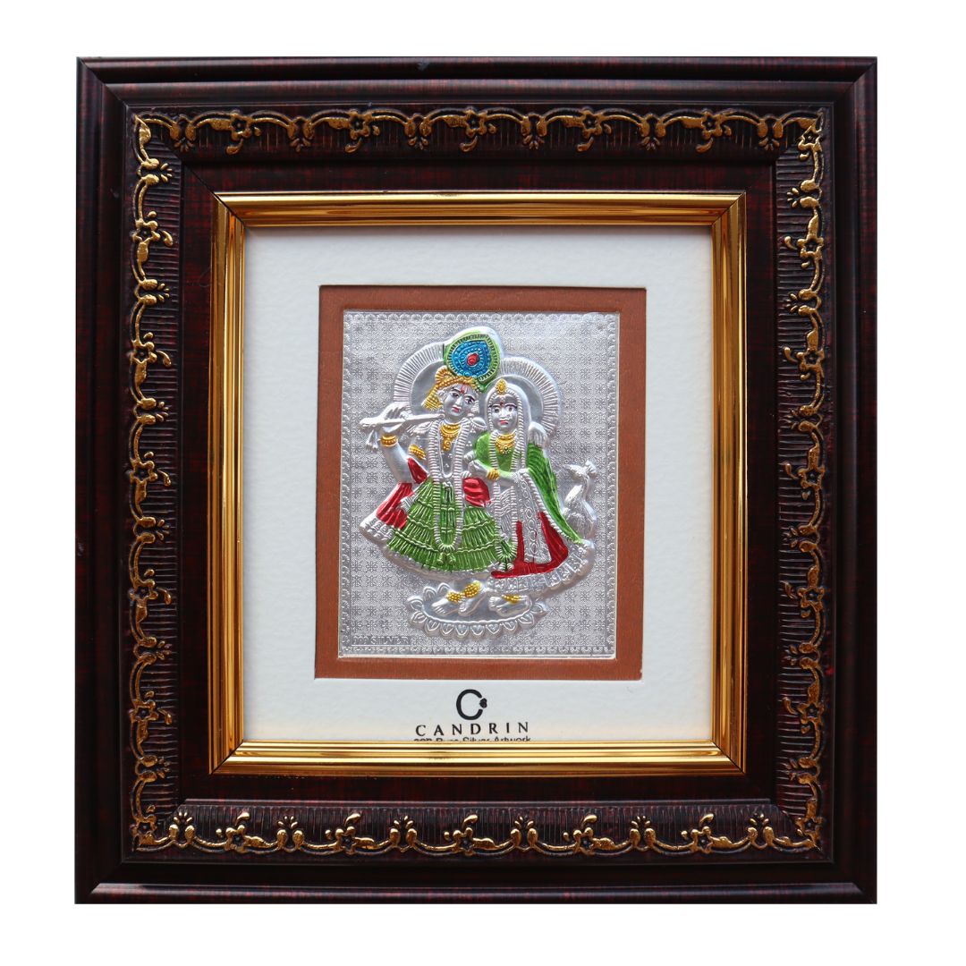 CANDRIN SILVER FRAME/ RADHA KRISHNA SILVER FRAME / RADHA KRISHNA SILVER FRAME / CANDRIN RADHA KRISHNA / SILVER FOIL FRAME/ RADHA KRISHNA / CANDRIN /SILVER FRAME / RADHA KRISHNA SILVER FRAME