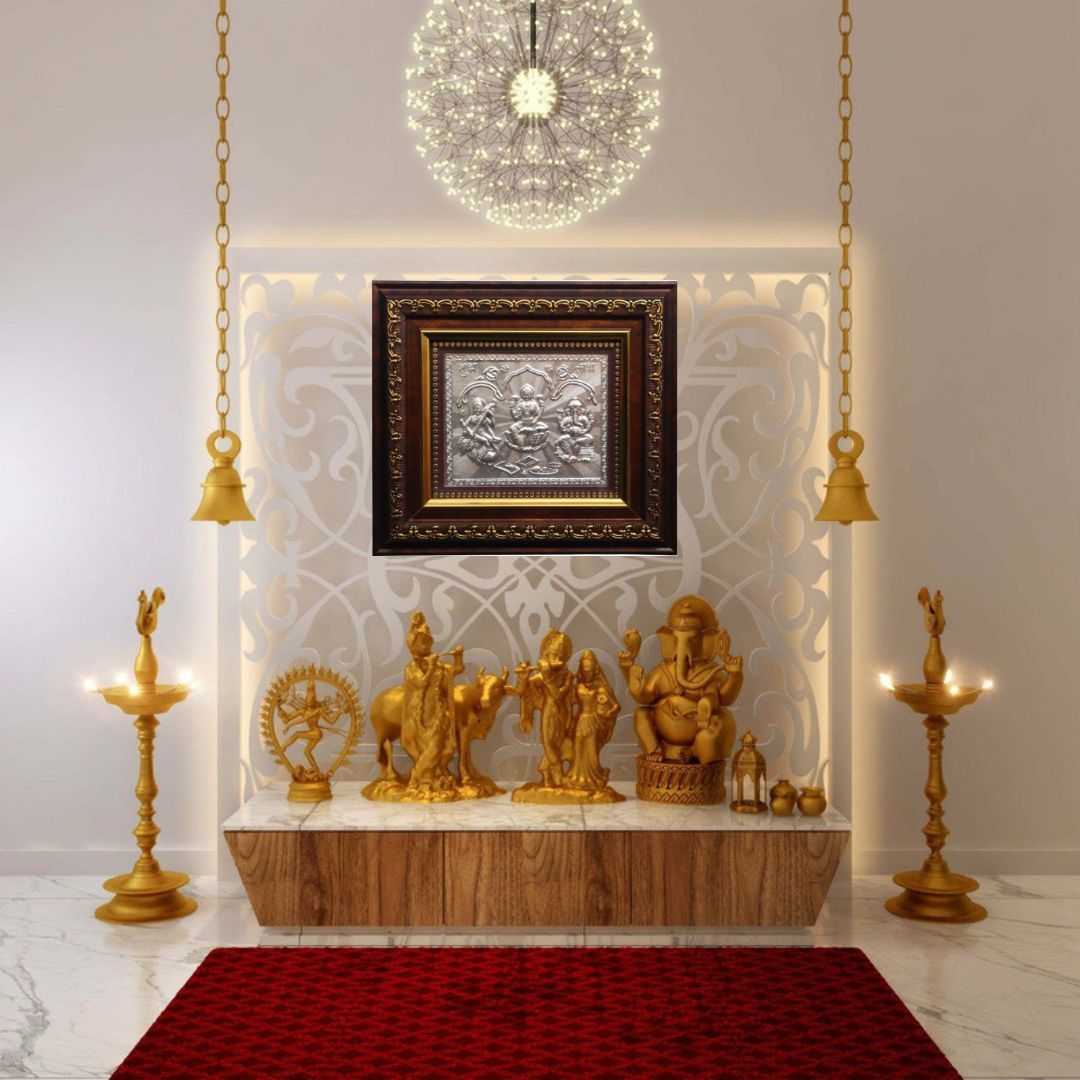 CANDRIN 999 PURE SILVER ELITE ELLGS02 LAXMI GANESH SARASWATI JI FRAME