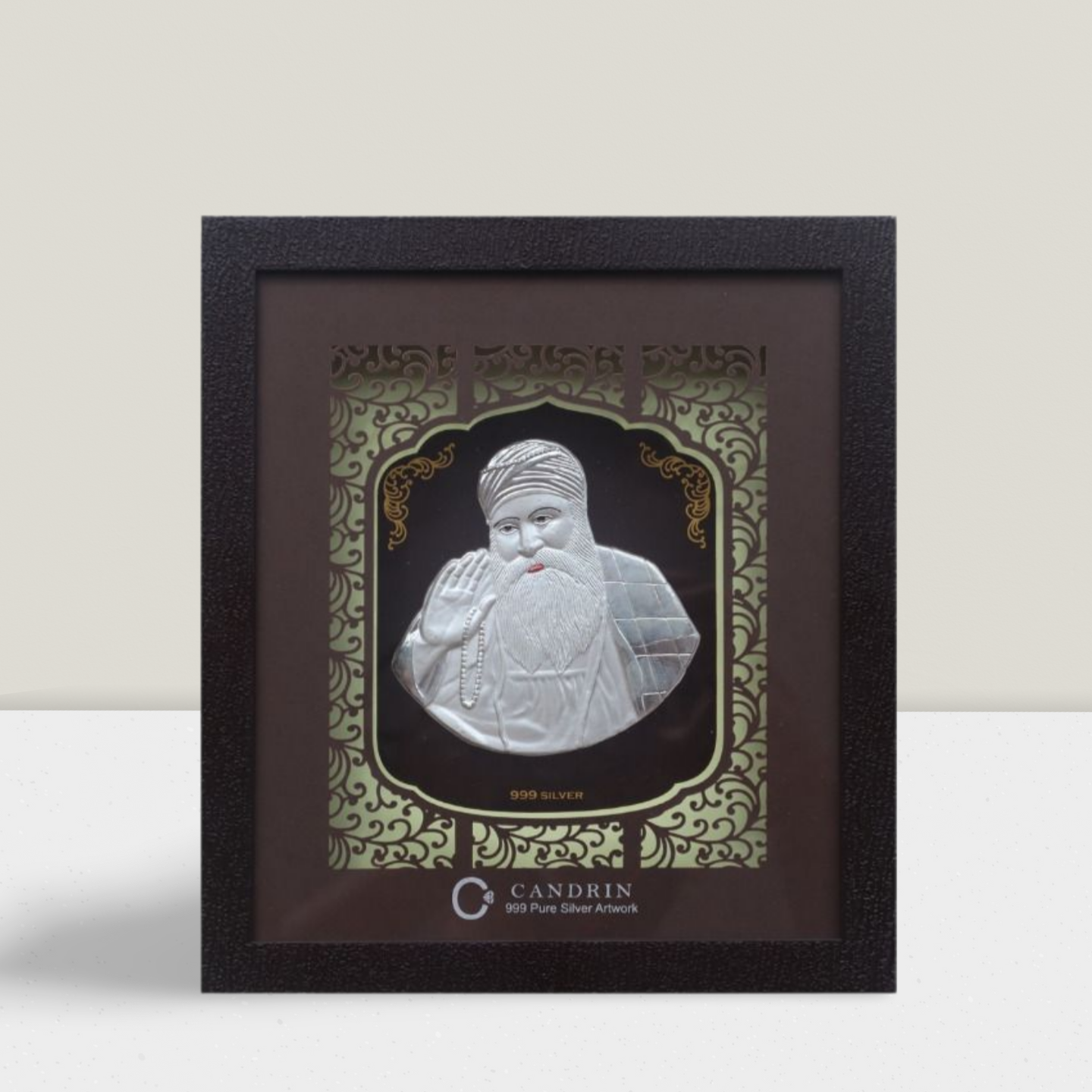 CANDRIN 999 SILVER FRAME GURU NANAK DEV LED FRAME / SILVER FOIL FRAME / SILVER GOD FRAME / SAHEB JI SILVER FRAME / SILVER LED FRAME / SILVER FOIL FRAME / GURU NANAK DEV JI SILVER FRAME