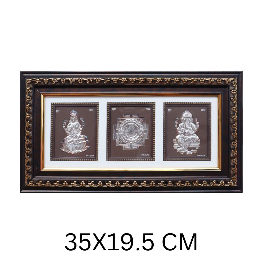 CANDRIN SILVER GOD FRAME / CANDRIN SILVER FRAME/ LAXMI GANESH YANTRA SILVER FRAME / LGS SILVER FRAME / CANDRIN LAXMI GANESH YANTRA / SILVER FOIL LAXMI GANESH YANTRA / CANDRIN /SILVER GOD FRAME / LAXMI GANESHA YANTRA SILVER FRAME