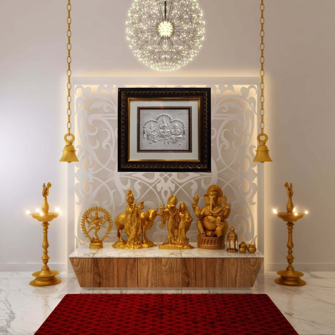 CANDRIN 999 PURE SILVER ELITE ELLGS03 LAXMI GANESH SARASWATI JI FRAME