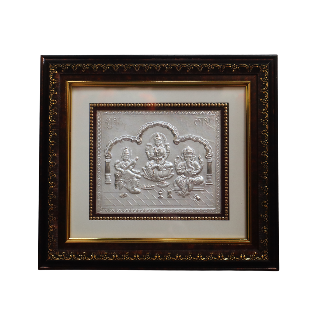 CANDRIN 999 PURE SILVER ELITE ELLGS03 LAXMI GANESH SARASWATI JI FRAME