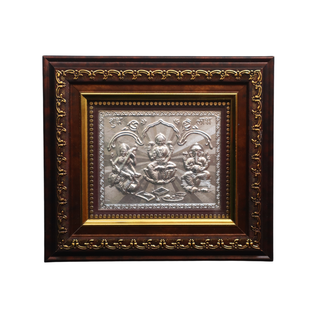 CANDRIN 999 PURE SILVER ELITE ELLGS02 LAXMI GANESH SARASWATI JI FRAME
