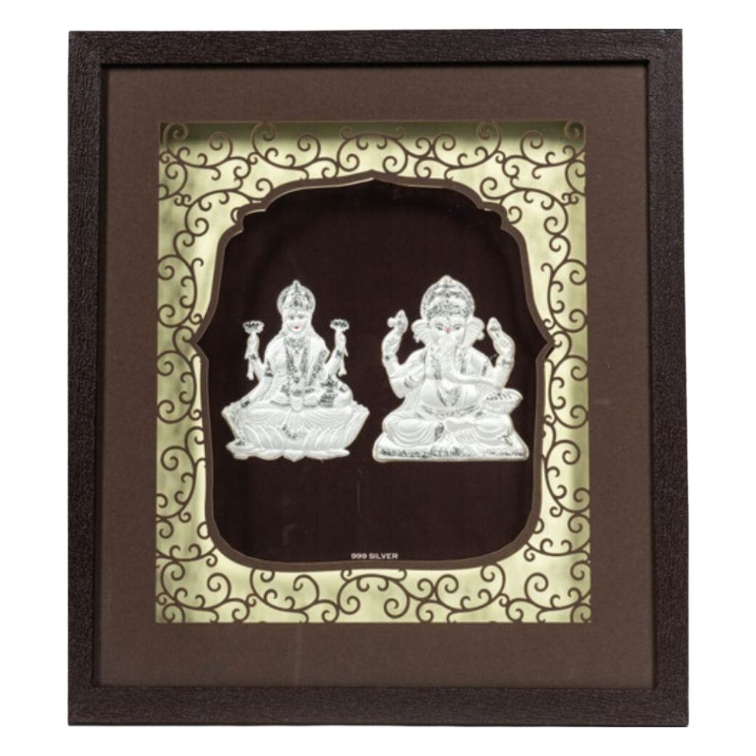 CANDRIN SILVER GOD FRAME / CANDRIN SILVER FRAME/ LAXMI GANESH SILVER FRAME / LG SILVER FRAME / CANDRIN LAXMI GANESH / SILVER FOIL LAXMI GANESH / CANDRIN /SILVER GOD FRAME / LAXMI GANESHA SILVER FRAME