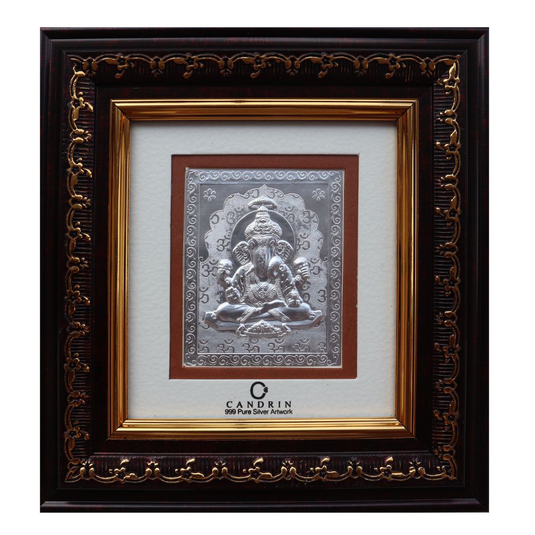 CANDRIN SILVER FRAME GANESHA SILVER FRAME 999 SILVER FRAME CANDRIN SILVER FRAME CHANDI KI FRAME SILVER GOD FRAME ELITE SILVER COLLECTION ELITE FRAME /GANESH JI / SIDHIVINAYAK/ LAALBAGH KE RAJA/ DAGDU SETH/