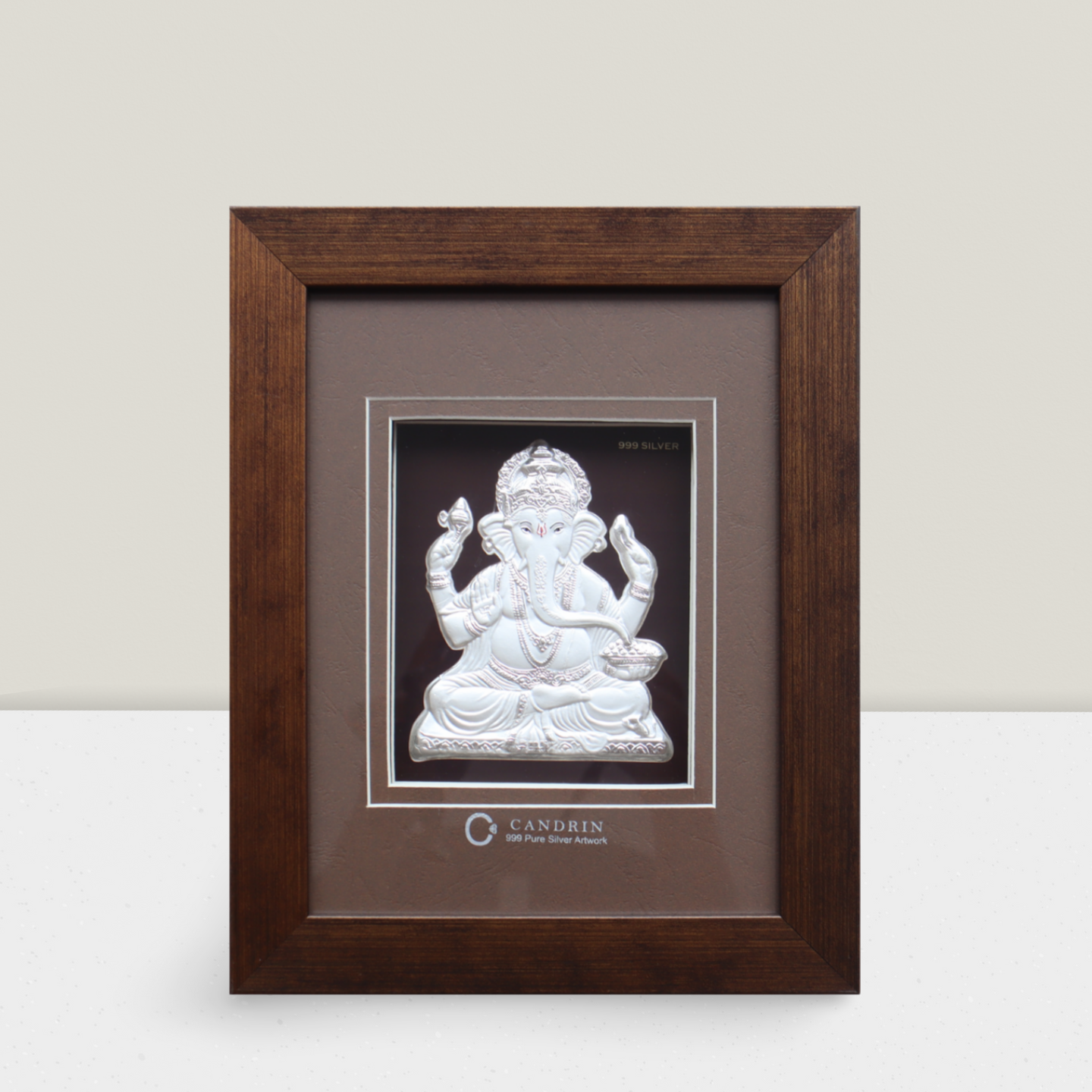 CANDRIN 999 SILVER FRAME GANESHA JI LED FRAME / SILVER FOIL FRAME / SILVER GOD FRAME / GANPATI JI SILVER FRAME / SILVER LED FRAME / BALGANESH JI FRAME / SILVER FOIL FRAME
