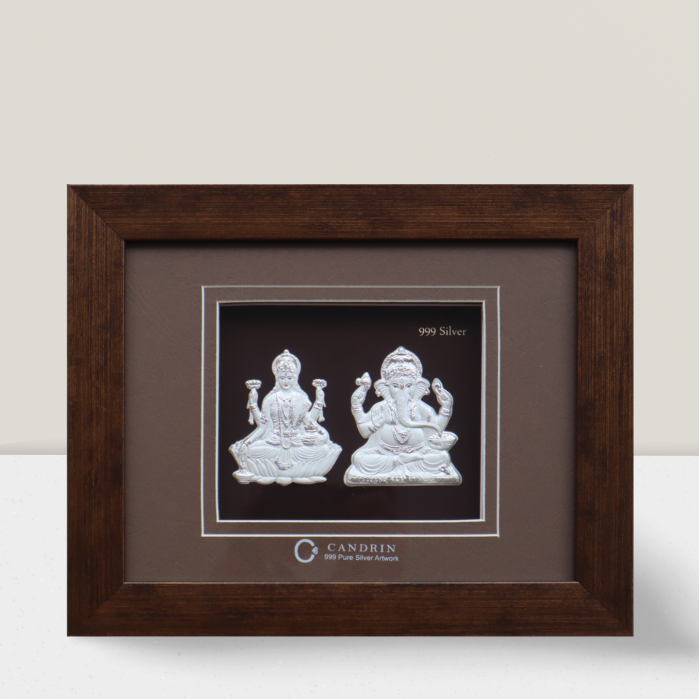 CANDRIN 999 SILVER FRAME LAXMI GANESH JI LED FRAME / SILVER FOIL FRAME / SILVER GOD FRAME / LAXMI JI SILVER FRAME/ GANESH JI SILVER LED FRAME / LAXMI GANESH JI FRAME FRAME
