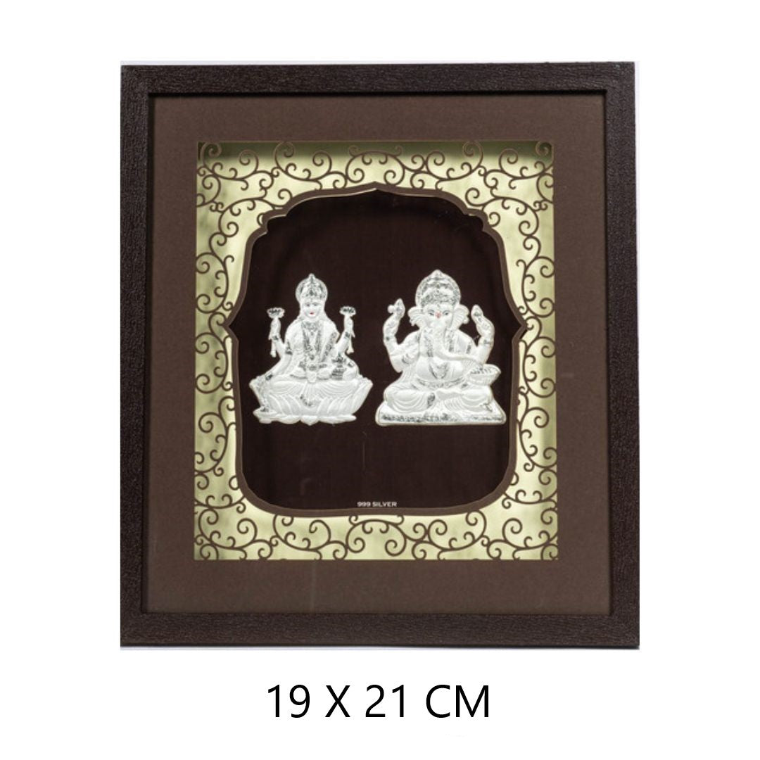 CANDRIN SILVER LED GOD FRAME / CANDRIN SILVER FRAME/ SILVER FRAME / LAXMI GANESH JI SILVER FRAME / CANDRIN LAXMI GANESH JI LED FRAME / SILVER FOIL LAXMI GANESH / CANDRIN /SILVER GOD FRAME / LAXMI GANESH JI SILVER FRAME WITH LED
