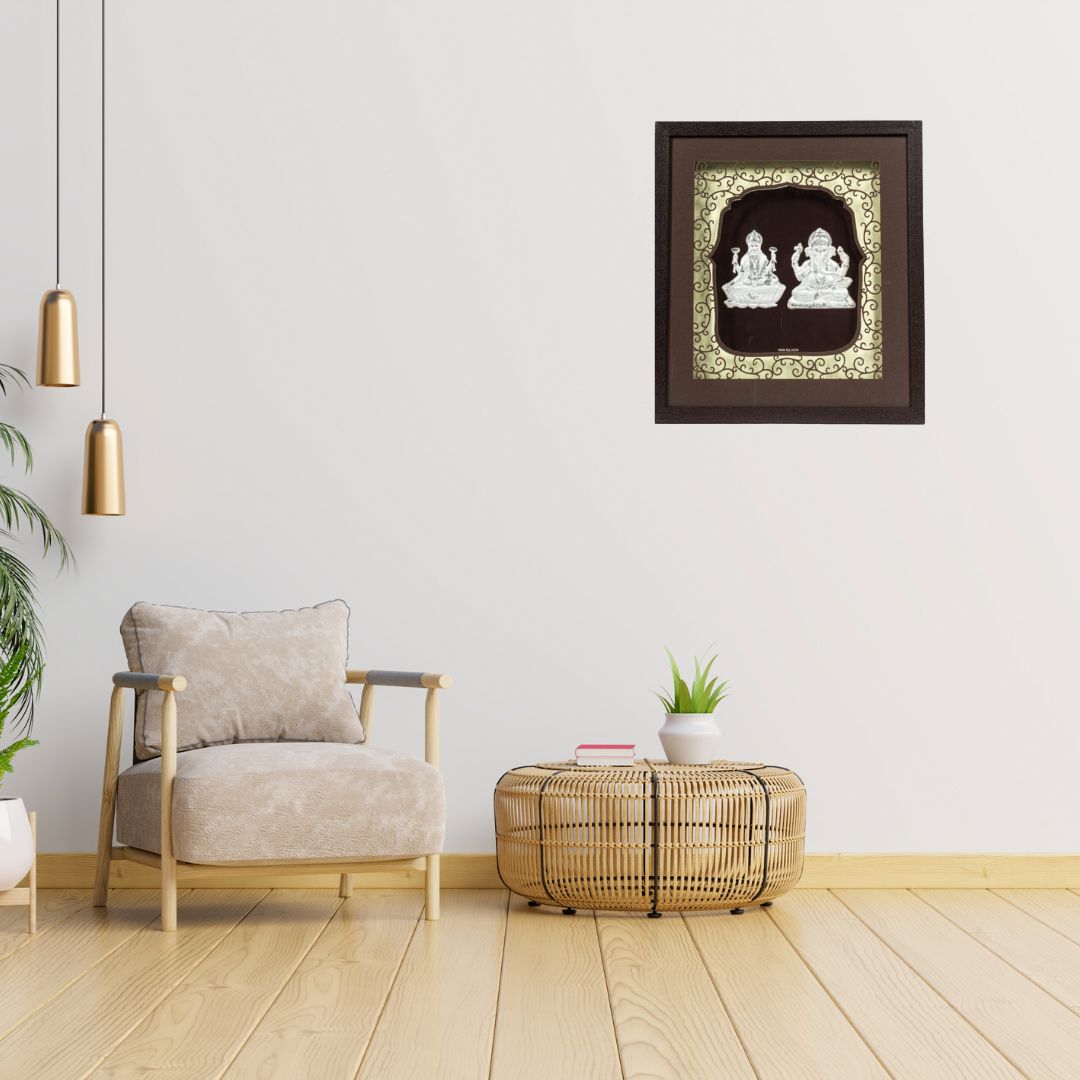 CANDRIN SILVER GOD FRAME / CANDRIN SILVER FRAME/ LAXMI GANESH SILVER FRAME / LG SILVER FRAME / CANDRIN LAXMI GANESH / SILVER FOIL LAXMI GANESH / CANDRIN /SILVER GOD FRAME / LAXMI GANESHA SILVER FRAME