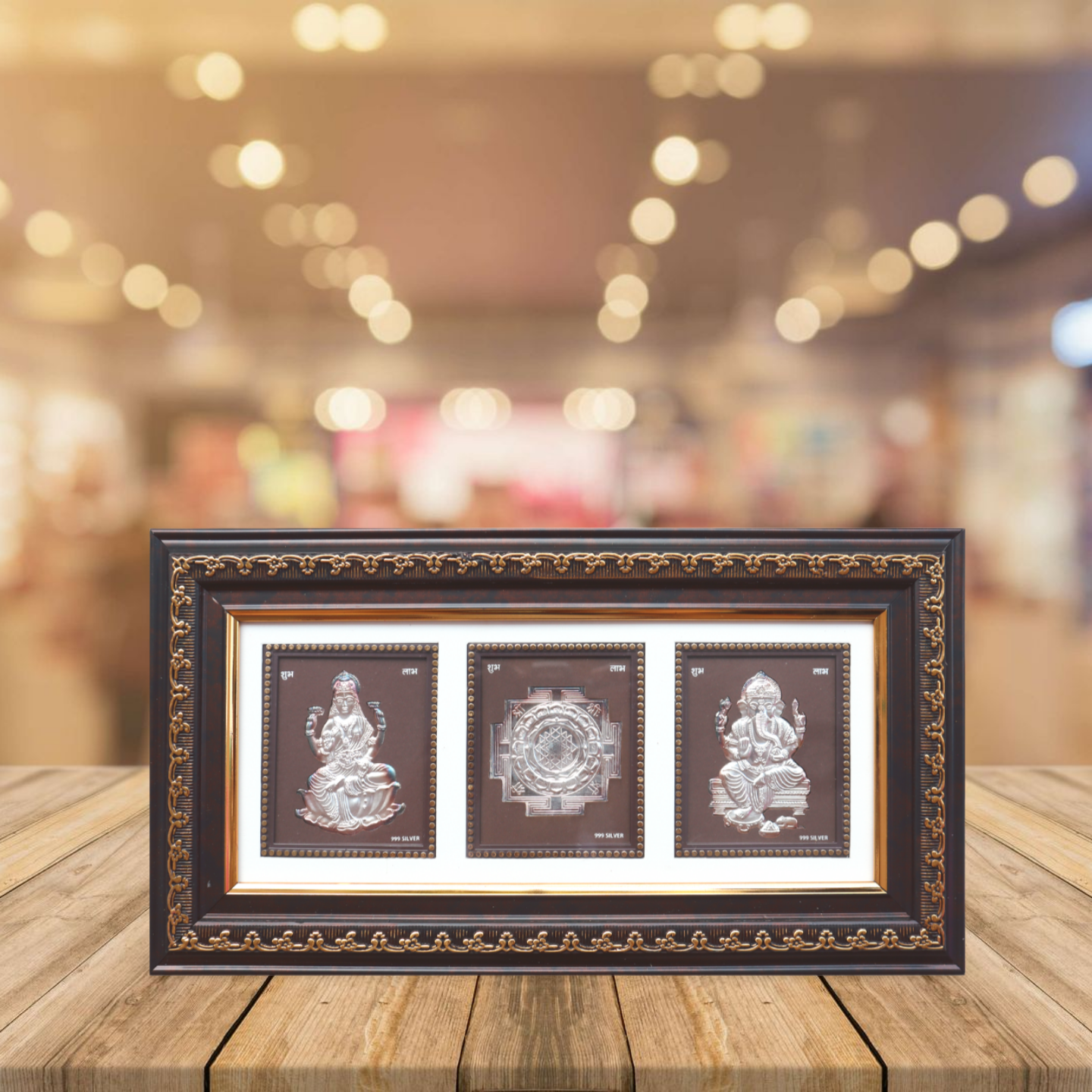 CANDRIN SILVER GOD FRAME / CANDRIN SILVER FRAME/ LAXMI GANESH YANTRA SILVER FRAME / LGS SILVER FRAME / CANDRIN LAXMI GANESH YANTRA / SILVER FOIL LAXMI GANESH YANTRA / CANDRIN /SILVER GOD FRAME / LAXMI GANESHA YANTRA SILVER FRAME