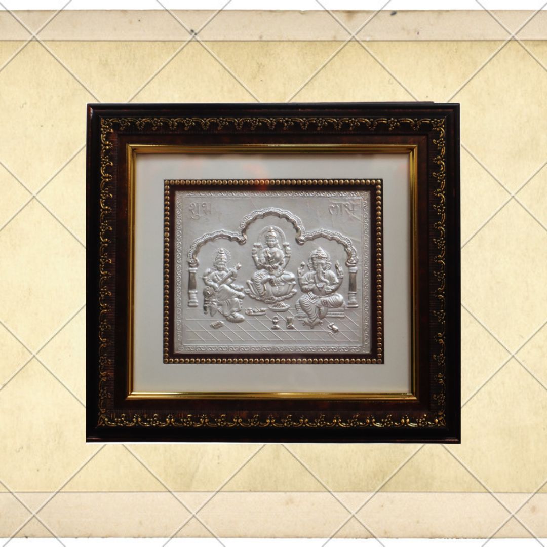 CANDRIN 999 PURE SILVER ELITE ELLGS03 LAXMI GANESH SARASWATI JI FRAME