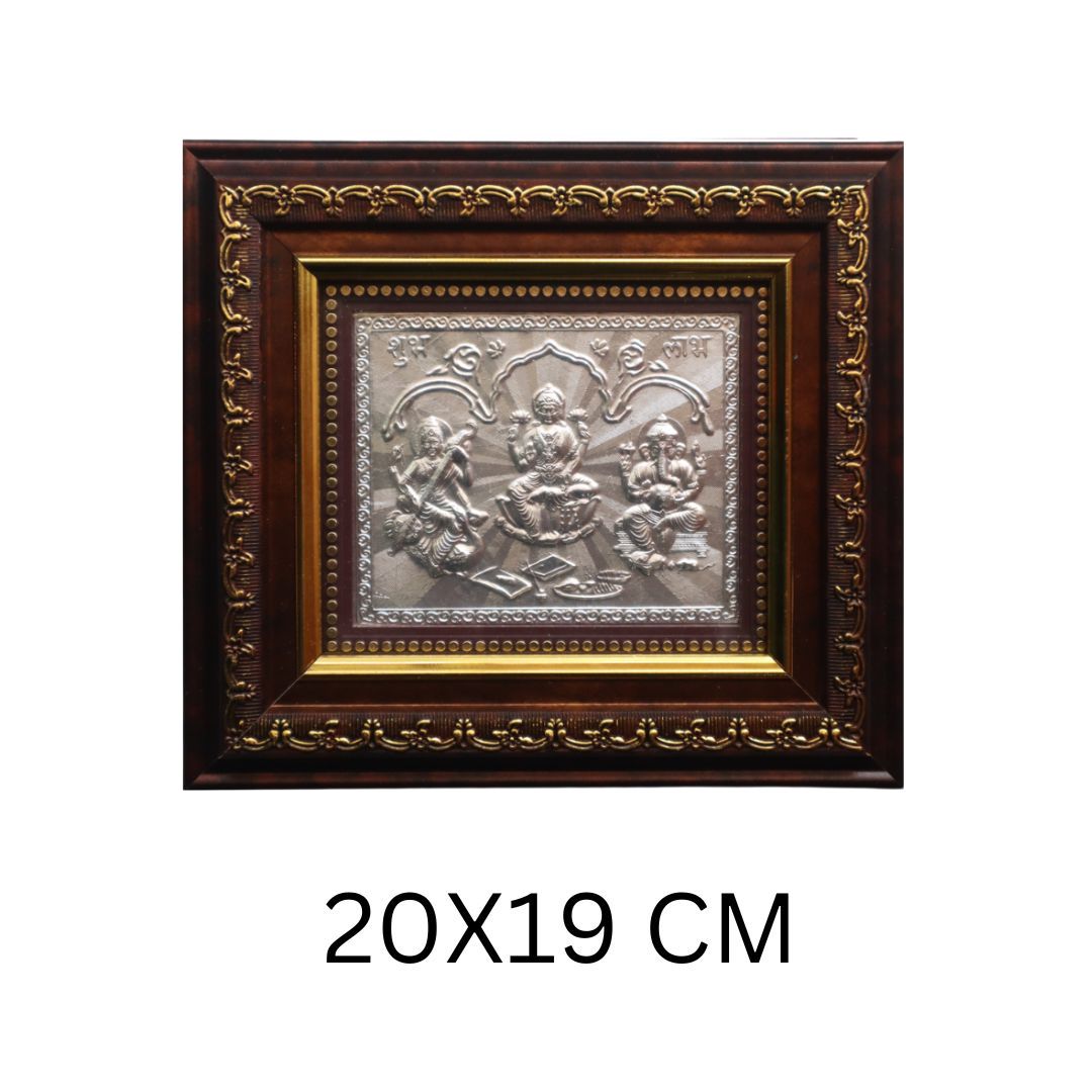 CANDRIN 999 PURE SILVER ELITE ELLGS02 LAXMI GANESH SARASWATI JI FRAME
