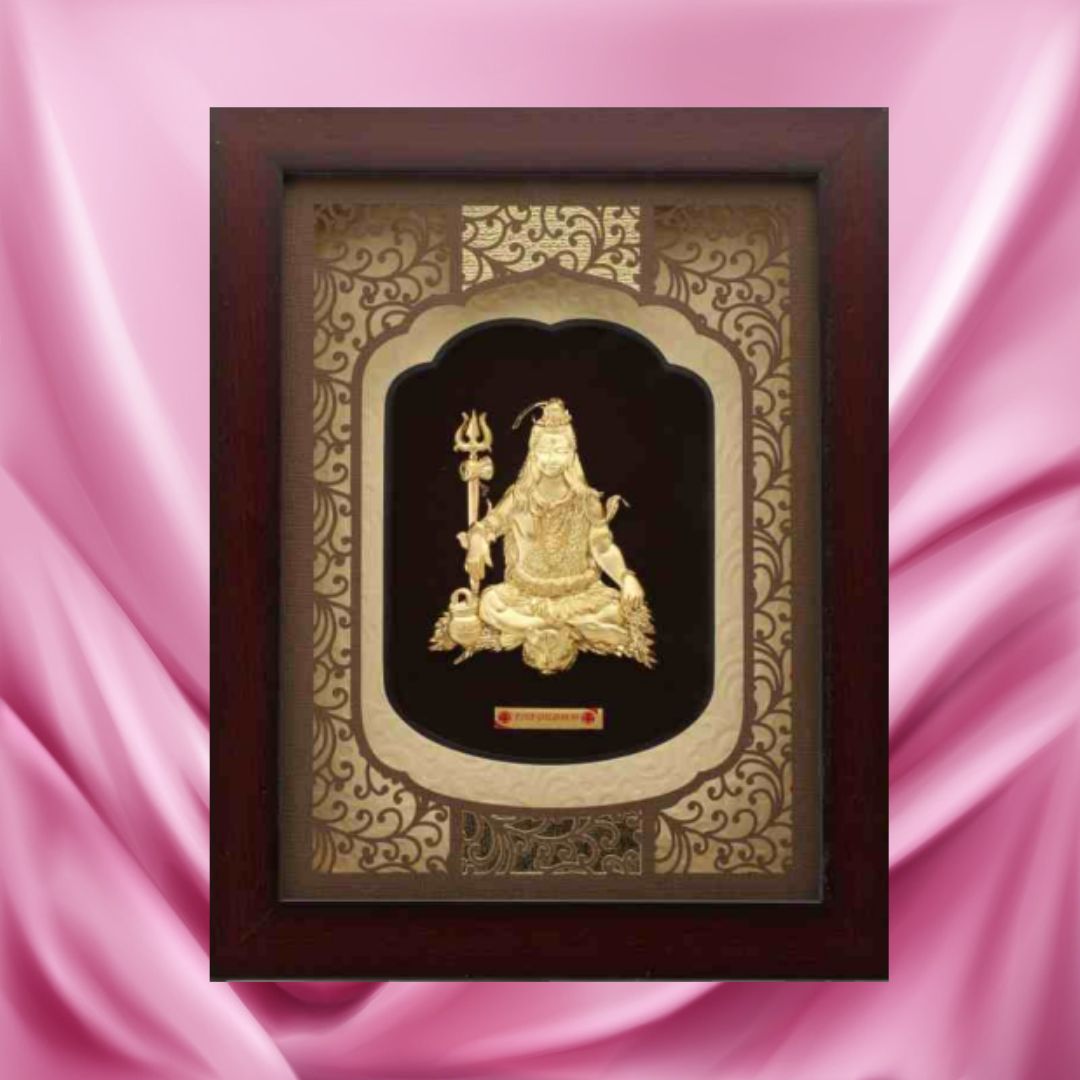 24KT GOLD FOIL SOLID ROSEWOOD SHIV JI FRAME