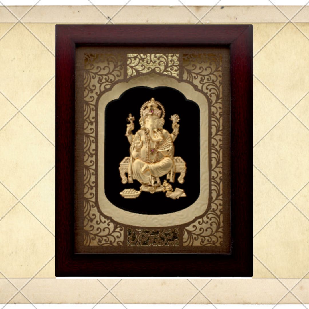 24 KT GOLD FOIL EXTRA MINI SOLID CARVING GANESH JI