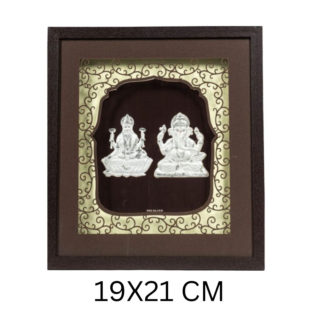 CANDRIN SILVER GOD FRAME / CANDRIN SILVER FRAME/ LAXMI GANESH SILVER FRAME / LG SILVER FRAME / CANDRIN LAXMI GANESH / SILVER FOIL LAXMI GANESH / CANDRIN /SILVER GOD FRAME / LAXMI GANESHA SILVER FRAME