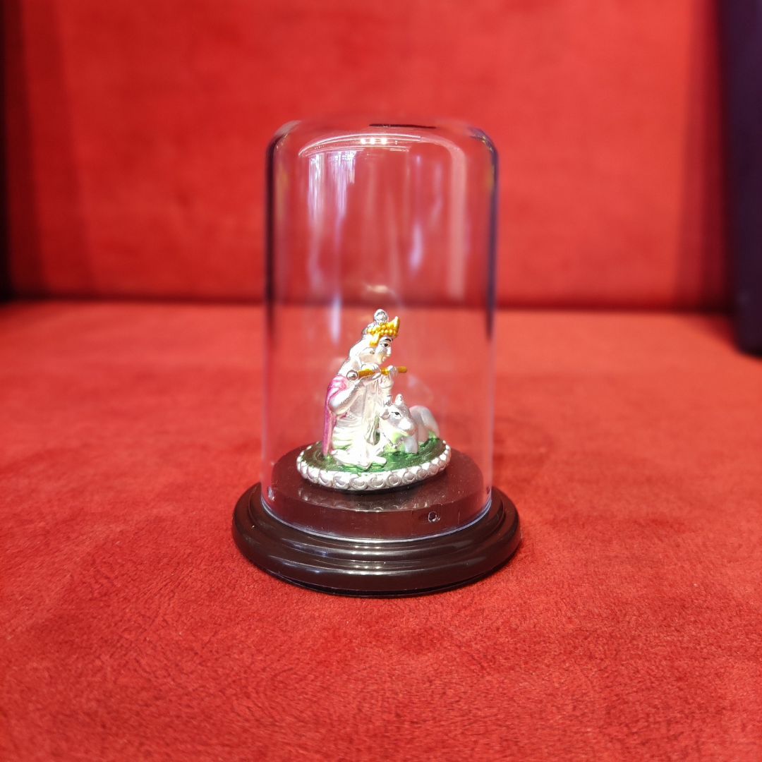 Krishna With Cow 999 Silver Idol