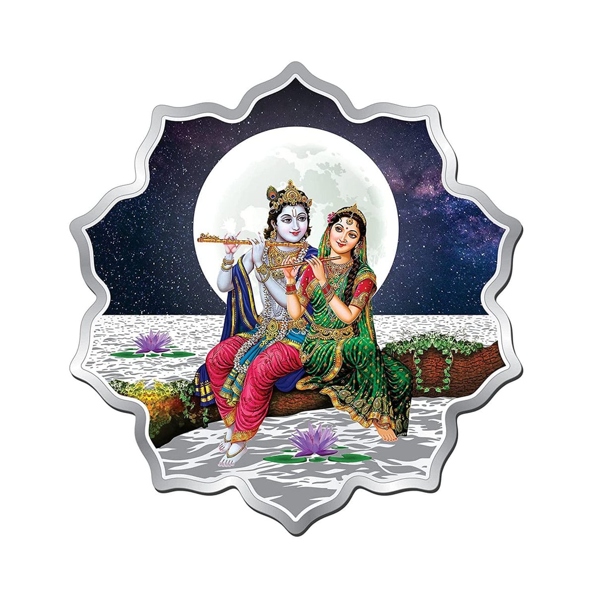 50 gm silver coin Radha krishna coin