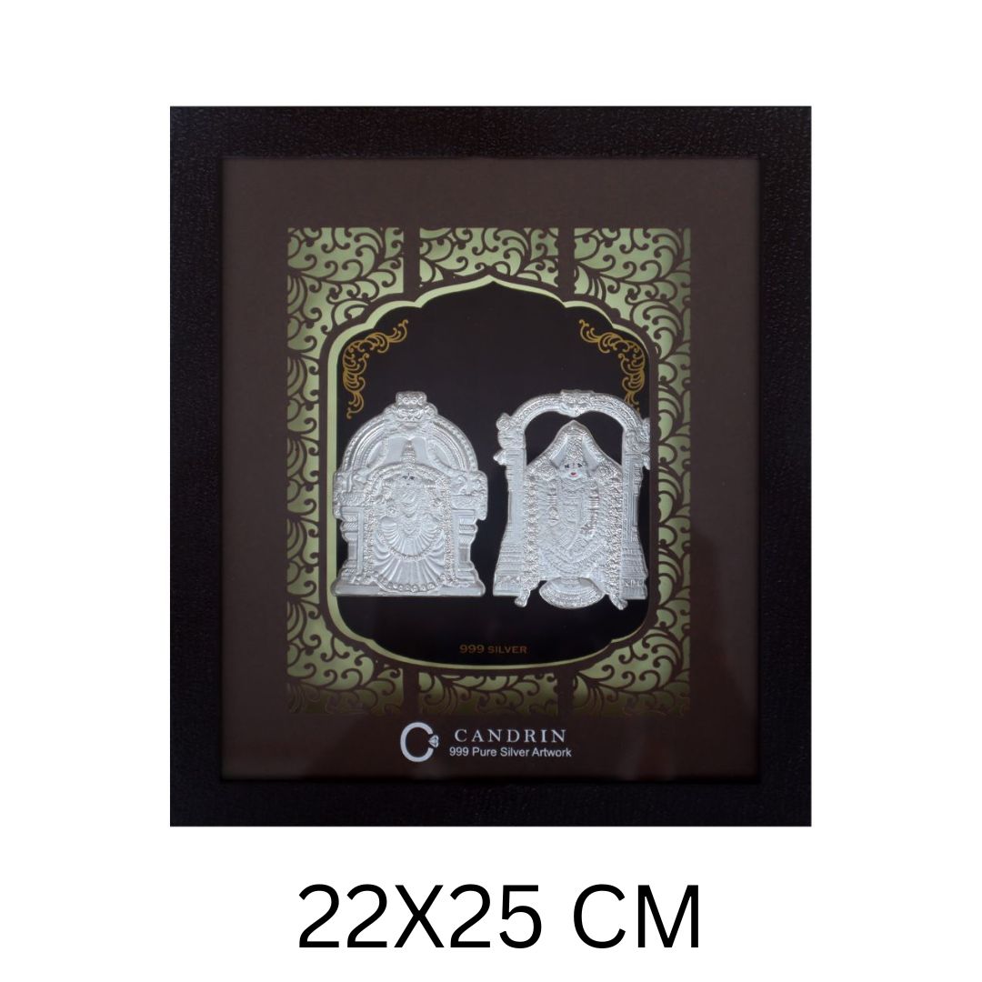 CANDRIN 999 SILVER FRAME LAXMI BALA JI LED FRAME / SILVER FOIL FRAME / SILVER GOD FRAME / LAXMI JI SILVER FRAME / SILVER LED FRAME / BALA JI FRAME / SILVER FOIL FRAME