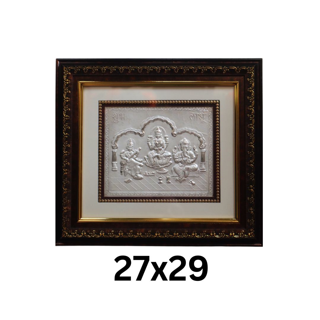 CANDRIN 999 PURE SILVER ELITE ELLGS03 LAXMI GANESH SARASWATI JI FRAME