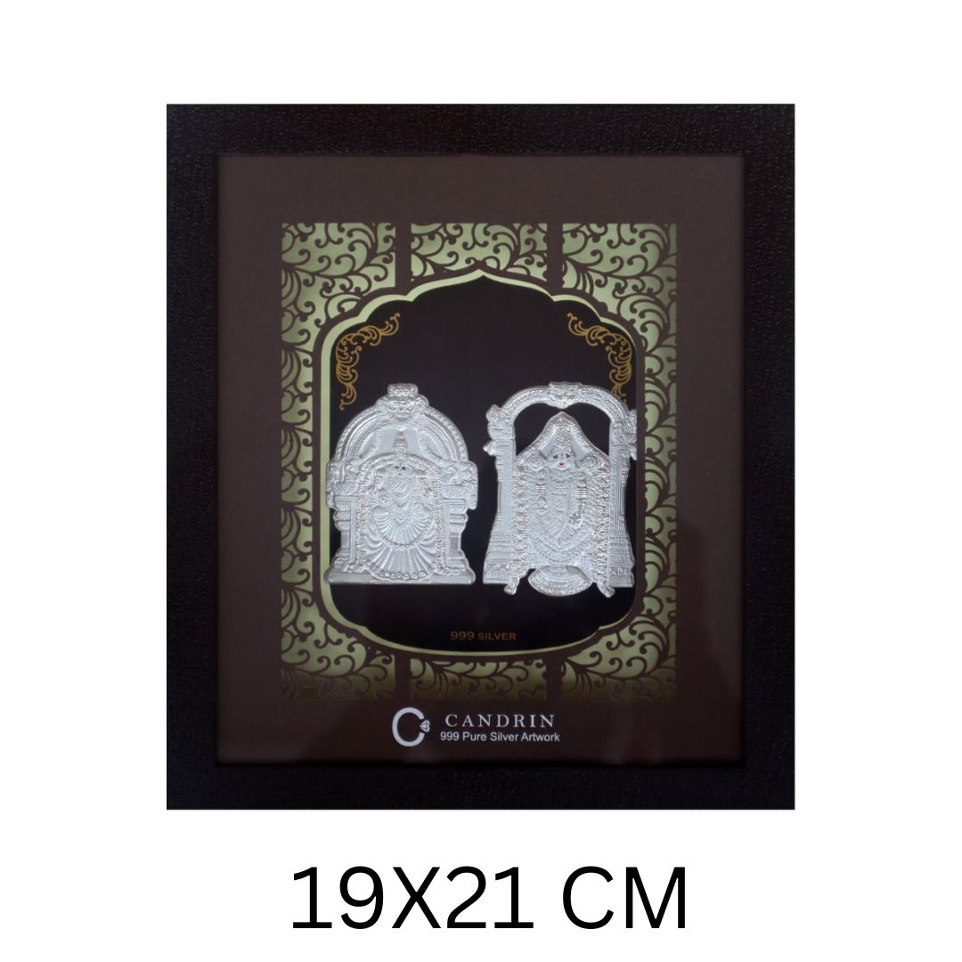 CANDRIN 999 SILVER FRAME LAXMI BALA JI LED FRAME / SILVER FOIL FRAME / SILVER GOD FRAME / LAXMI JI SILVER FRAME / SILVER LED FRAME / BALA JI FRAME / SILVER FOIL FRAME