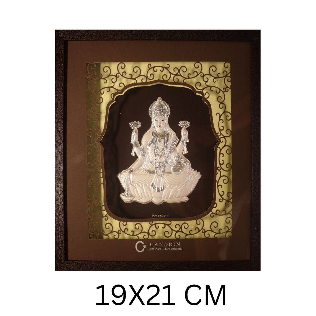 CANDRIN 999 SILVER FRAME LAXMI JI LED FRAME / SILVER FOIL FRAME / SILVER GOD FRAME / LAXMI JI SILVER FRAME / SILVER LED FRAME / LAXMI JI FRAME / SILVER FOIL FRAME