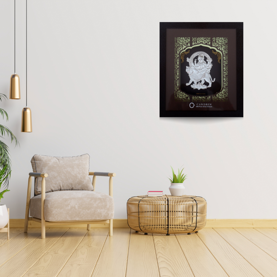 CANDRIN 999 SILVER FRAME DURGA JI LED FRAME / SILVER FOIL FRAME / SILVER GOD FRAME / MATA RANI SILVER FRAME / SILVER LED FRAME / SILVER FOIL FRAME / JI SILVER FRAME