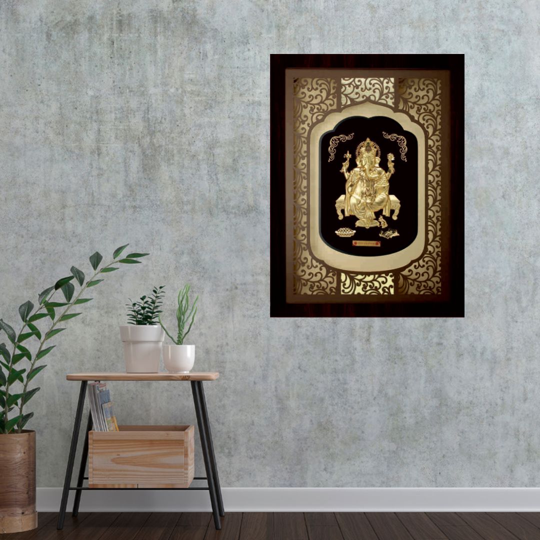 24KT GOLD FOIL ELITE GANESHA FRAME.
