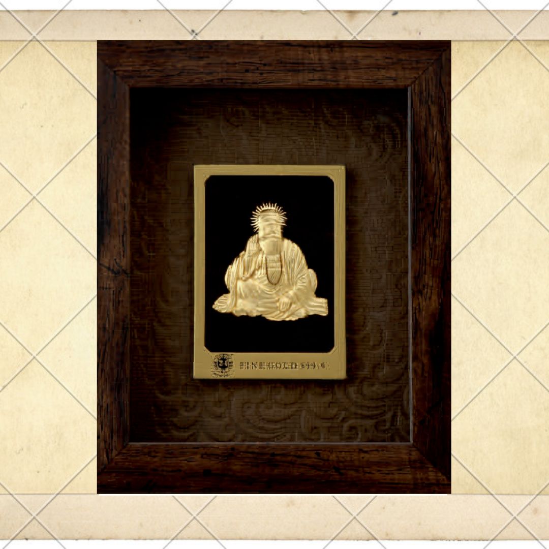 24KT GOLD FOIL ELEGENT MINI BROWN GURU NANAK JI FRAME