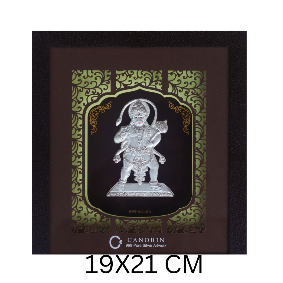 CANDRIN 999 SILVER FRAME HANUMAN JI LED FRAME / SILVER FOIL FRAME / SILVER GOD FRAME / BALA JI SILVER FRAME / SILVER LED FRAME / BALA JI FRAME / SILVER FOIL FRAME