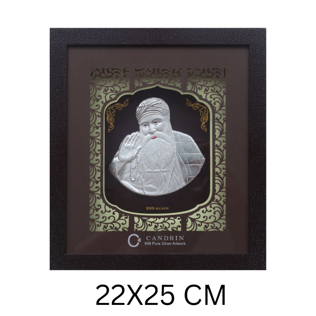 CANDRIN 999 SILVER FRAME GURU NANAK DEV LED FRAME / SILVER FOIL FRAME / SILVER GOD FRAME / SAHEB JI SILVER FRAME / SILVER LED FRAME / SILVER FOIL FRAME / GURU NANAK DEV JI SILVER FRAME