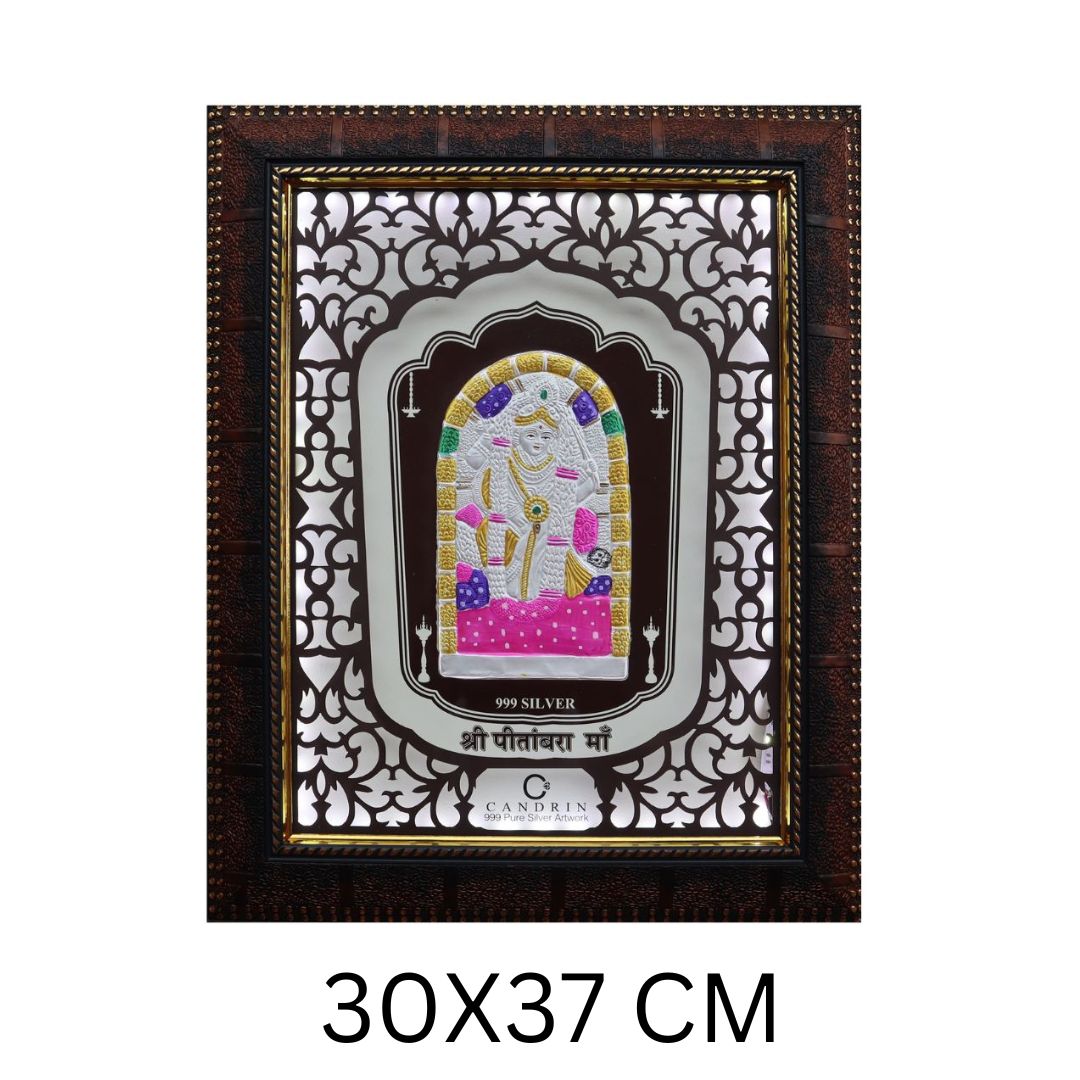 CANDRIN 999 SILVER FRAME PEETAMBRA MAA LED FRAME / SILVER FOIL FRAME / SILVER GOD FRAME / DATIYA MATA RANI SILVER FRAME / SILVER LED FRAME / SILVER FOIL FRAME / MATA RANI JI SILVER FRAME