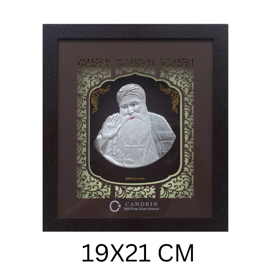 CANDRIN 999 SILVER FRAME GURU NANAK DEV LED FRAME / SILVER FOIL FRAME / SILVER GOD FRAME / SAHEB JI SILVER FRAME / SILVER LED FRAME / SILVER FOIL FRAME / GURU NANAK DEV JI SILVER FRAME