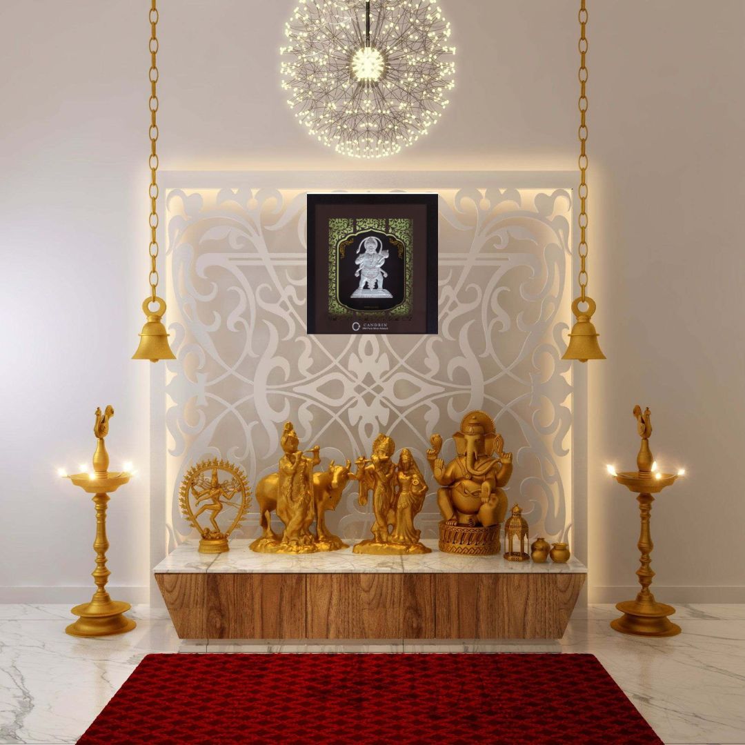 CANDRIN 999 SILVER FRAME HANUMAN JI LED FRAME / SILVER FOIL FRAME / SILVER GOD FRAME / BALA JI SILVER FRAME / SILVER LED FRAME / BALA JI FRAME / SILVER FOIL FRAME